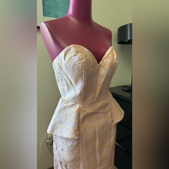 Strapless Peplum Mermaid 
Gown by Cinderella Divine - Picture 5 of 9